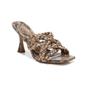 NWT SAM EDELMAN Womens Brown Snake Majorie Toe Flare Slip On Sandals 6.5 M